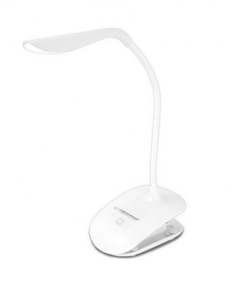 Lampă de birou cu clemă Esperanza DENEB ELD104W, 14 LED-uri, albă – Touch, protecție ochi 